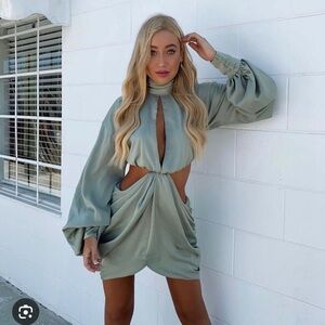 Ileana pistachio draped dress